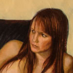 This is a nude femenine portrait over Fiberglass